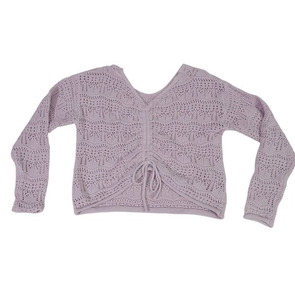 Jessica Simpson Womens Lavender Knit Cropped Sweater With Adjustable Ruch - Picture 1 of 6
